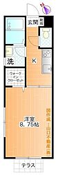 浅川木舎 1Kの間取図画像