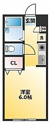 グルクスハイム経堂 ワンルームの間取図画像