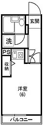 オリーブコート 1Kの間取図画像