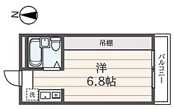 ウエストウッド 2階ワンルームの間取り