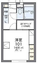 レオパレスリバーサイドみずき 1Kの間取図画像