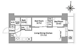 コンフォリア・リヴ南品川 5階2LDKの間取り