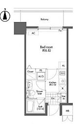 プライムアーバン初台 5階1Kの間取り
