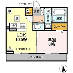 ルピナ 1階1LDKの間取り