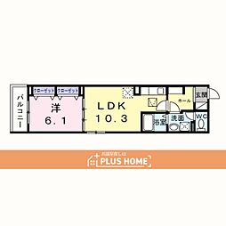 ヒカルサ和歌山城北サウス 1LDKの間取図画像