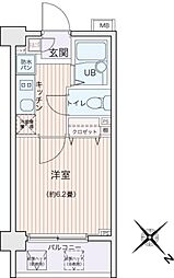 東急東横線 都立大学駅 徒歩12分の賃貸マンション 5階1Kの間取り