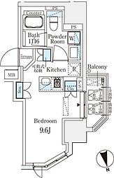 浅草田原町レジデンス 8階1Kの間取り