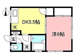 さつき荘 1階1DKの間取り