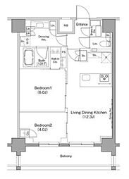 ザ・パークハビオ恵比寿プレイス 2LDKの間取図画像