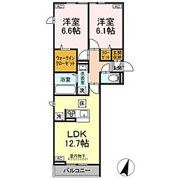JR青梅線 羽村駅 徒歩19分の賃貸アパート 1階2LDKの間取り