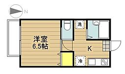 第2ユーハイツ 1Kの間取図画像