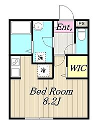 リブリ・ニュータウン 1階1Kの間取り