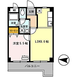 ヌカタヒルズ 1LDKの間取図画像