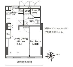 ウエリスアーバン品川タワー 1LDKの間取図画像
