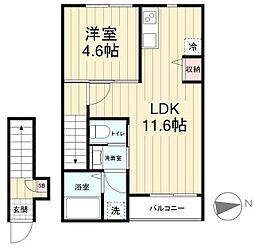 アヴァンス 2階1LDKの間取り