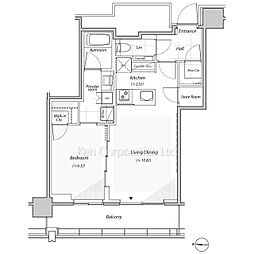 リビオレジデンス西麻布 1LDKの間取図画像