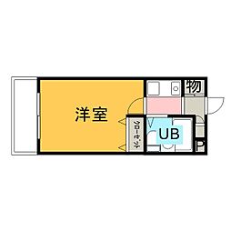 パークテラス塩焼 1Kの間取図画像