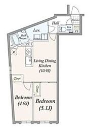 GRAN PASEO三宿II 2LDKの間取図画像