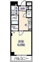 アルト・プエンテ平井 6階1Kの間取り