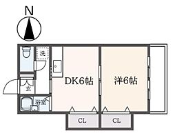 コート風 1DKの間取図画像