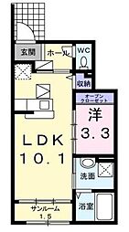 ベル アンジュ 1階1LDKの間取り