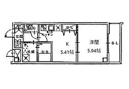 中之町西TKハイツ 1DKの間取図画像