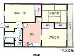 エステート萩園 3DKの間取図画像