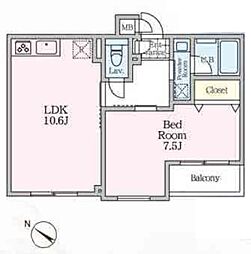 メゾンドエム初台 3階1LDKの間取り