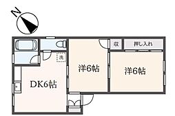 メゾン港南 2DKの間取図画像
