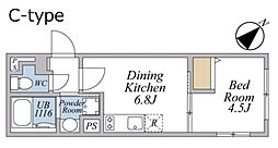 LEGALAND武蔵小山ANNEX 3階1DKの間取り
