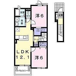 メゾンフラワー 1LDKの間取図画像