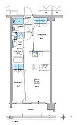 新宿区高田馬場3丁目マンション 2LDKの間取図画像