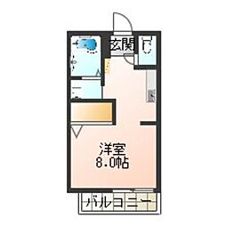 カネマスロイヤルコートA棟 ワンルームの間取図画像