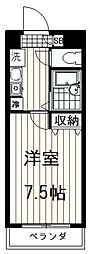 ルピナス1 1Kの間取図画像