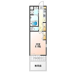 Shining二条離宮 1階1Kの間取り