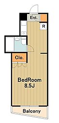 アルカディア相模原 1Kの間取図画像
