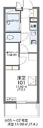 レオパレスブリエスト 1Kの間取図画像