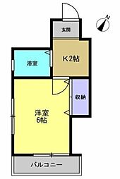 エバーグリーンハイツ 1階1Kの間取り