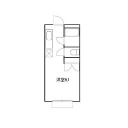 京王高尾線 めじろ台駅 徒歩14分の賃貸マンション 1階ワンルームの間取り