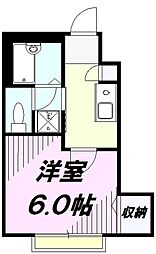 JR中央線 八王子駅 徒歩20分の賃貸アパート 1階1Kの間取り