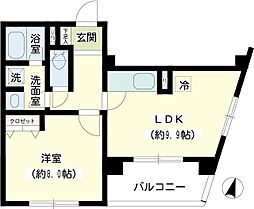 ルート山手 1LDKの間取図画像