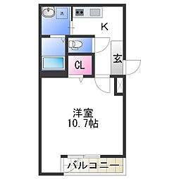 フジパレス山之内8号館 1Kの間取図画像