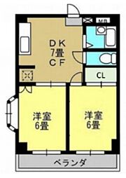 太陽マンション立川 2DKの間取図画像
