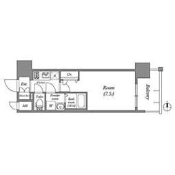 近鉄けいはんな線 長田駅 徒歩7分の賃貸マンション 5階1Kの間取り