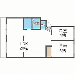 JKヒルズA 2LDKの間取図画像