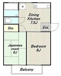 白百合荘 2DKの間取図画像