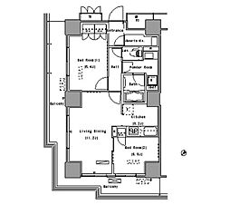 パークアクシス豊洲 2LDKの間取図画像