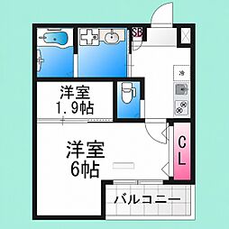 堺市堺区大浜北町2丁マンション 2Kの間取図画像