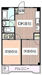 木口マンション 2DKの間取図画像
