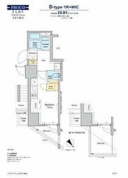 プラウドフラット文京千駄木 ワンルームの間取図画像